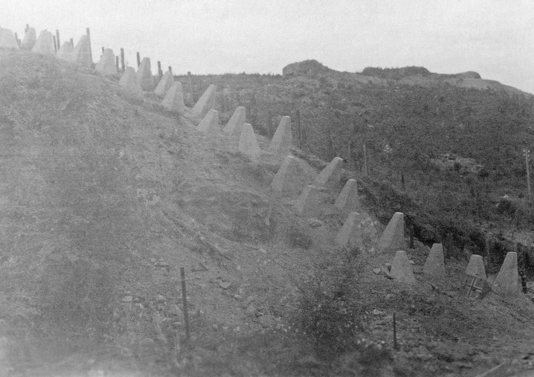 Περιοχή Σερρών, Απρίλιος 1941. Άποψη του δεύτερου αντιαρματικού εμποδίου του Οχυρού Ουσίτα