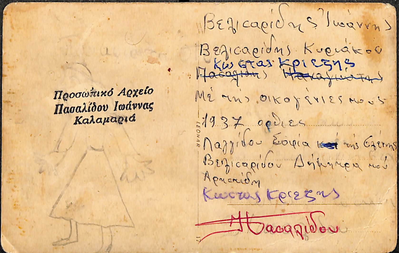 Οικογένειες Βελισαρίδη & Κριεζή, 1937