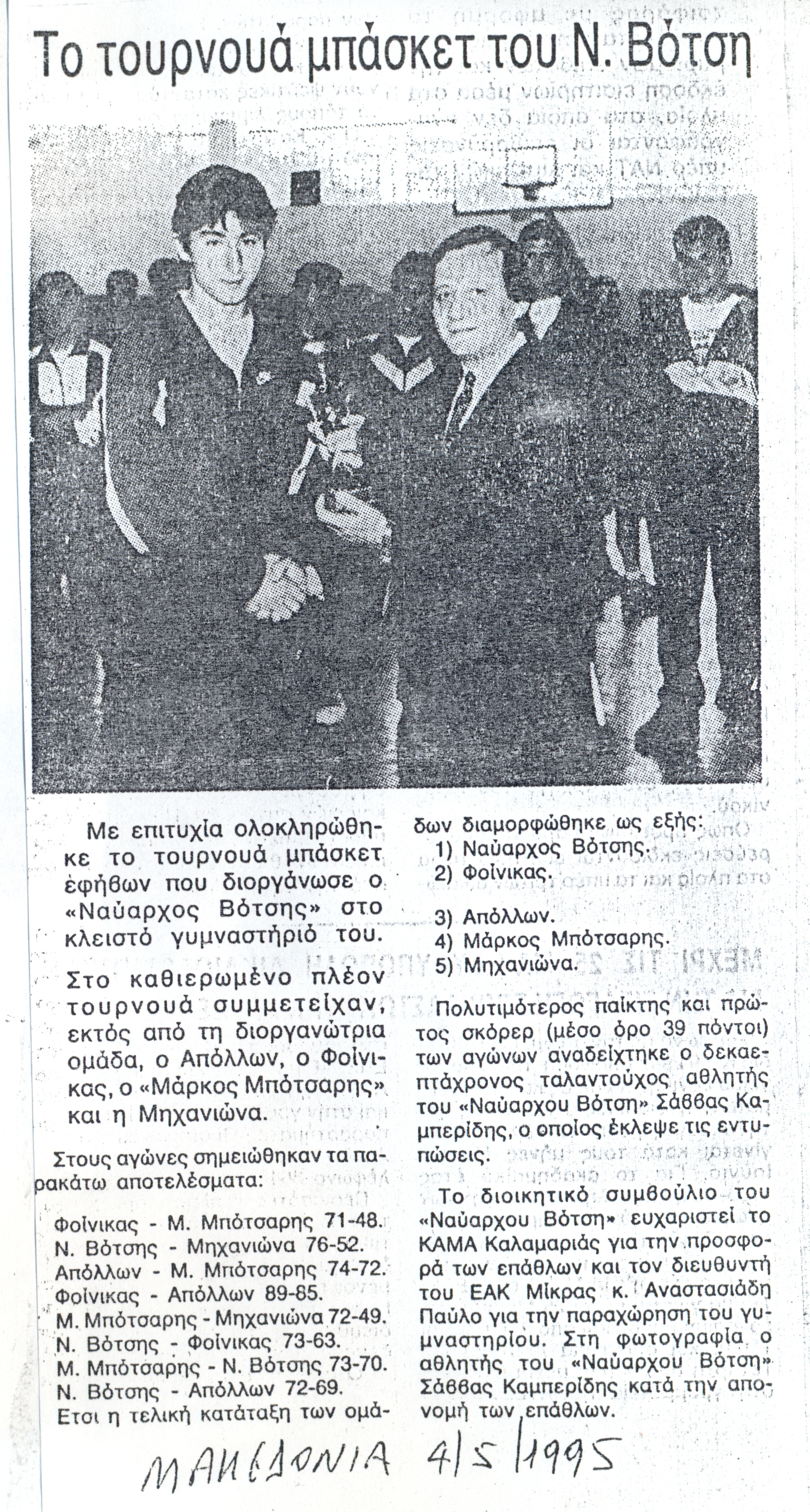 Το τουρνουά μπάσκετ του Ν. Βότση